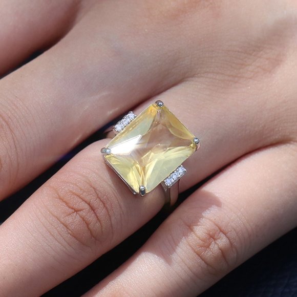 ✨Hyperbole With Huge Yellow CZ Prong Setting Ring, GPMB1492 - Picture 3 of 3